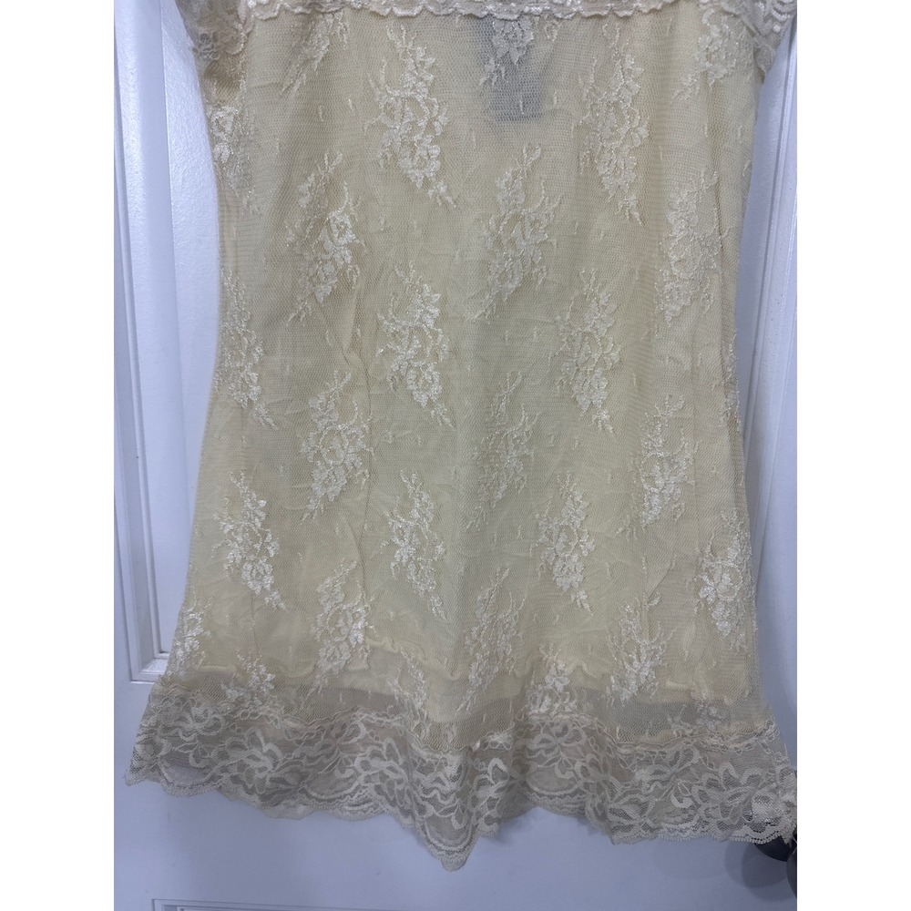 Y2K Charlotte Russe Yellow Floral Lace Camisole Sheer Adjustable Strap Medium - Picture 6 of 7